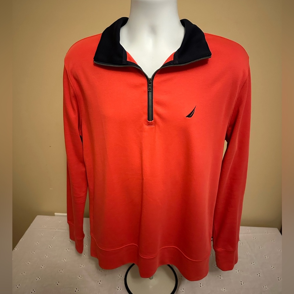 Nautica 1/4 Zip Fleece Lined Red NWOT Medium Men's